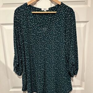 Beacon Blue and White Flutter Sleeve Blouse